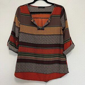 Ezra Orange/Yellow Long Sleeve Blouse